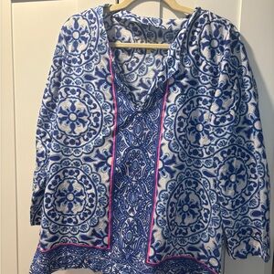 Blue and White Patterned Tunic